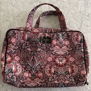 Nicole Miller Pink and Black Floral Cosmetic Case